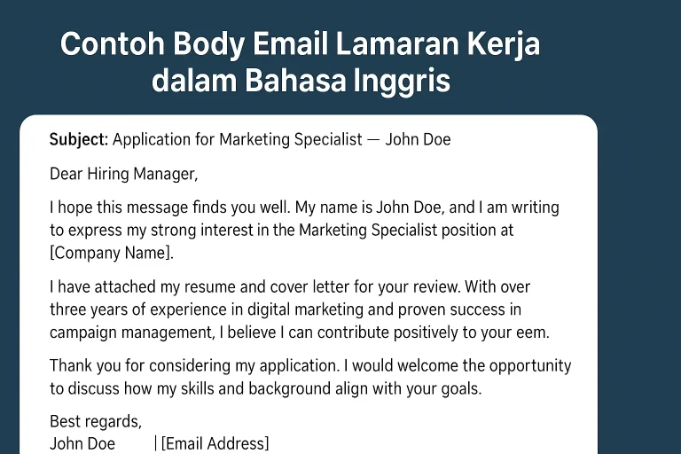 Contoh Body Email Lamaran Kerja dalam Bahasa Inggris