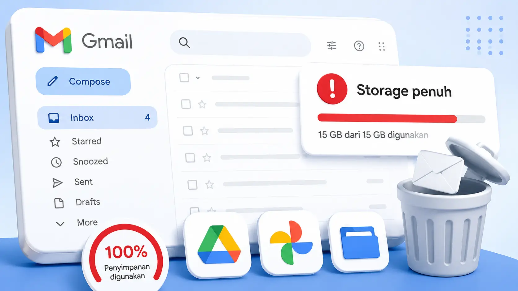 Penyimpanan Gmail Penuh Padahal Sudah Dihapus? Ini Penyebab dan Cara Mengatasinya